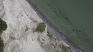 Link to Video | landscape, tourist destination, Møns Klint, sea, steep coast, chalk, Scandinavia, color, 4K resolution, Denmark, Europe, aerial shot, 2021, Baltic Sea, tourist attraction