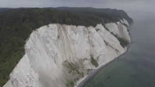Link to Video | landscape, tourist destination, Møns Klint, sea, steep coast, chalk, Scandinavia, color, 4K resolution, Denmark, Europe, aerial shot, 2021, Baltic Sea, tourist attraction