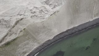 Link to Video | landscape, tourist destination, Møns Klint, sea, steep coast, chalk, Scandinavia, color, 4K resolution, Denmark, Europe, aerial shot, 2021, Baltic Sea, tourist attraction