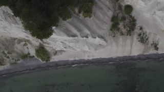 Link to Video | landscape, tourist destination, Møns Klint, sea, steep coast, chalk, Scandinavia, color, 4K resolution, Denmark, Europe, aerial shot, 2021, Baltic Sea, tourist attraction