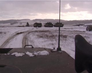 Link to Video | September, tank, Leopard 2, military training area, 2000, 4:3, color, standard-definition television, Fahren, military exercise, Bundeswehr, Krauss-Maffei Wegmann, snow, Main battle tank