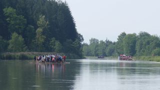 Link to Video | Isar, fun, summer, Rafts on river Isar, event, community, leisure, raft, water, river, beer, nature, society, human social group, Boat lanes, Bavaria
