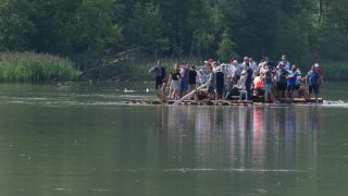 Link to Video | Isar, fun, summer, Rafts on river Isar, event, community, leisure, raft, water, river, beer, nature, society, human social group, Boat lanes, Bavaria