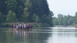 Link to Video | Isar, fun, summer, Rafts on river Isar, event, community, leisure, raft, water, river, beer, nature, society, human social group, Boat lanes, Bavaria