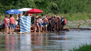 Link to Video | Isar, fun, summer, Rafts on river Isar, event, community, leisure, raft, water, river, beer, nature, society, human social group, Boat lanes, Bavaria