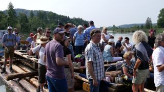 Link to Video | Isar, fun, summer, Rafts on river Isar, event, community, leisure, raft, water, river, beer, nature, society, human social group, Boat lanes, Bavaria
