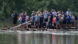 Link to Video | Isar, fun, summer, Rafts on river Isar, event, community, leisure, raft, water, river, beer, nature, society, human social group, Boat lanes, Bavaria