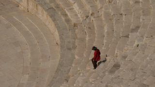Link to Video | historic site, ruins, open-air theatre, tourist destination, August 2016, color, ancient Roman architecture, 4K resolution, 2016, history, Amman, ancient history, Near East, classical antiquity, city, amphitheatre, tourist attraction, Jordan, archaeological site
