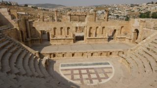 Link to Video | historic site, ruins, open-air theatre, tourist destination, August 2016, color, ancient Roman architecture, 4K resolution, 2016, history, Amman, ancient history, Near East, classical antiquity, city, amphitheatre, tourist attraction, Jordan, archaeological site