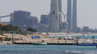 Link to Video | fossil fuel, power station, sea, chimney, Orot Rabin, color, 4K resolution, 2016, Hadera, Near East, Mediterranean Sea, coal-fired power station, Israel