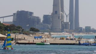 Link to Video | fossil fuel, power station, sea, chimney, Orot Rabin, color, 4K resolution, 2016, Hadera, Near East, Mediterranean Sea, coal-fired power station, Israel