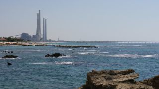 Link to Video | fossil fuel, power station, sea, chimney, Orot Rabin, color, 4K resolution, 2016, Hadera, Near East, Mediterranean Sea, coal-fired power station, Israel