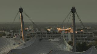 Link to Video | July, summer, Olympic Stadium of Munich, tented roof, Munich, Germany, 2012, color, Olympic Roof Munich, pier, Olympiapark, tourist attraction, Bavaria