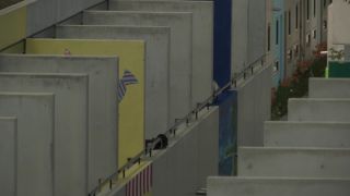 Link to Video | residential building, big city, Munich, high-rise building, Germany, 2011, color, group of houses, Studentenviertel Oberwiesenfeld, Central Europe, Olympic Village, Munich, Europe, tourist attraction