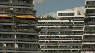 Link to Video | residential building, big city, Munich, high-rise building, Germany, 2011, color, group of houses, Studentenviertel Oberwiesenfeld, Central Europe, Olympic Village, Munich, Europe, tourist attraction