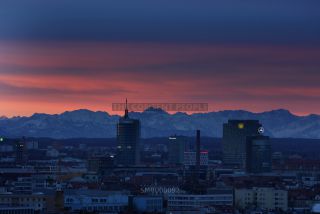 Link to Photo | photography, Alps, state capital in Germany, big city, Perspektiven, sunset, Munich, Germany, perspective, perspective, Alpenpanorama, skyline, sky, evening, Bavaria