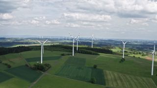 Link to Video | energy, agriculture, renewable energy, leaves, wind farm, flight, generation, future, width, wind power, forest, unmanned aerial vehicle, wind turbine, Gedern, day, cloud