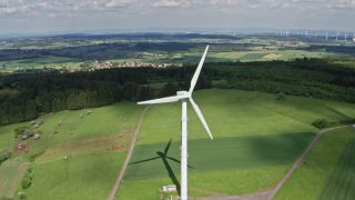 Link to Video | energy, agriculture, renewable energy, leaves, wind farm, flight, generation, future, width, wind power, forest, unmanned aerial vehicle, wind turbine, Gedern, day, cloud