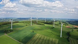 Link to Video | energy, agriculture, renewable energy, leaves, wind farm, flight, generation, future, width, wind power, forest, unmanned aerial vehicle, wind turbine, Gedern, day, cloud