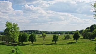 Link to Video | energy, agriculture, renewable energy, leaves, wind farm, flight, generation, future, width, wind power, forest, unmanned aerial vehicle, wind turbine, Gedern, day, cloud