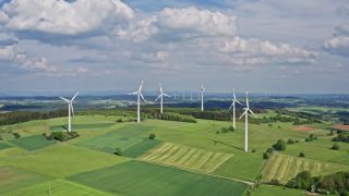 Link to Video | energy, agriculture, renewable energy, leaves, wind farm, flight, generation, future, width, wind power, forest, unmanned aerial vehicle, wind turbine, Gedern, day, cloud