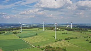 Link to Video | energy, agriculture, renewable energy, leaves, wind farm, flight, generation, future, width, wind power, forest, unmanned aerial vehicle, wind turbine, Gedern, day, cloud