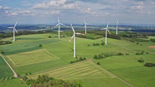 Link to Video | energy, agriculture, renewable energy, leaves, wind farm, flight, generation, future, width, wind power, forest, unmanned aerial vehicle, wind turbine, Gedern, day, cloud