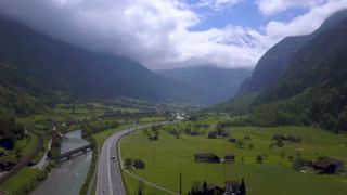 Link to Video | landscape, Uri, color, Gotthard, 4K resolution, high-angle shot, road, Switzerland, valley, Reuss, river, Europe, aerial shot, sky, cloud, cloud cover