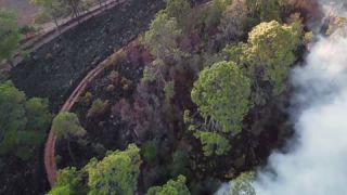 Link to Video | landscape, forest fire, smoke, environmental degradation, destruction, El Guarda, El Guarda, color, 4K resolution, 2018, environmental disaster, forest, aerial shot, day, nature, Mexico