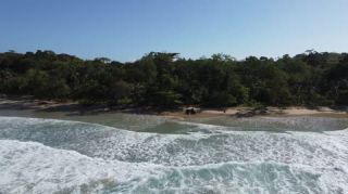 Link to Video | landscape, Red Frog Beach Island Resort, tourist destination, sea, Bocas del Toro Province, color, 2020, liquid water, Isla Bastimentos, tourism region, beach, 2K resolution, aerial shot, Caribbean, paid time off, Panama