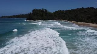 Link to Video | landscape, Red Frog Beach Island Resort, tourist destination, sea, Bocas del Toro Province, color, 2020, liquid water, Isla Bastimentos, tourism region, beach, 2K resolution, aerial shot, Caribbean, paid time off, Panama