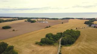 Link zum Video | Landschaft, August, Sommer, Weizen, Kornfeld, Farbe, 4K, 2019, Agrarland, Dänemark, Luftaufnahme, Ostsee, Bornholm