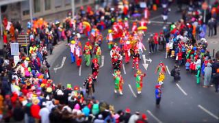 Link to Video | March, annual event, Rhineland-Palatinate, cheerfulness, tilt–shift photography, costume, Rosenmontag, Mainz, carnaval parade, Full High Definition, Germany, time-lapse photography, 2000, miniature faking, Diorama, March 6, special effects, Europe, carnival, Fastnacht, central business district, miniature effect