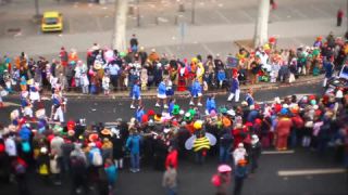 Link to Video | March, annual event, Rhineland-Palatinate, cheerfulness, tilt–shift photography, costume, Rosenmontag, Mainz, carnaval parade, Full High Definition, Germany, time-lapse photography, 2000, miniature faking, Diorama, March 6, special effects, Europe, carnival, Fastnacht, central business district, miniature effect