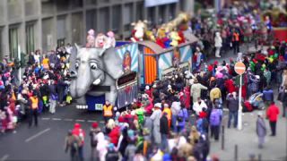 Link to Video | March, annual event, Rhineland-Palatinate, cheerfulness, tilt–shift photography, costume, Rosenmontag, Mainz, carnaval parade, Full High Definition, Germany, time-lapse photography, 2000, miniature faking, Diorama, March 6, special effects, Europe, carnival, Fastnacht, central business district, miniature effect