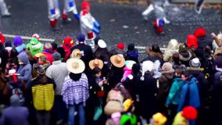 Link to Video | March, annual event, Rhineland-Palatinate, cheerfulness, tilt–shift photography, costume, Rosenmontag, Mainz, carnaval parade, Full High Definition, Germany, time-lapse photography, 2000, miniature faking, Diorama, March 6, special effects, Europe, carnival, Fastnacht, central business district, miniature effect
