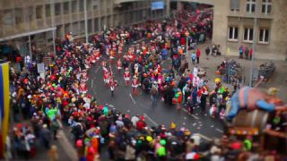 Link to Video | March, annual event, Rhineland-Palatinate, cheerfulness, tilt–shift photography, costume, Rosenmontag, Mainz, carnaval parade, Full High Definition, Germany, time-lapse photography, 2000, miniature faking, Diorama, March 6, special effects, Europe, carnival, Fastnacht, central business district, miniature effect