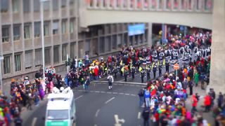 Link to Video | March, annual event, Rhineland-Palatinate, cheerfulness, tilt–shift photography, costume, Rosenmontag, Mainz, carnaval parade, Full High Definition, Germany, time-lapse photography, 2000, miniature faking, Diorama, March 6, special effects, Europe, carnival, Fastnacht, central business district, miniature effect
