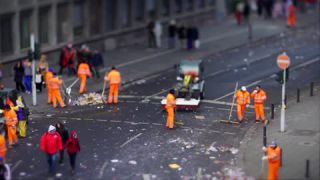 Link to Video | March, Rhineland-Palatinate, street sweeper, urban cleaning, Mainz, Full High Definition, Germany, 2000, miniature faking, color, Diorama, special effects, Europe, work, central business district