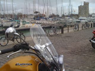 Link to Photo | cruiser, motorcycle, golden yellow, port, La Rochelle, Triumph Rocket 3, Triumph Rocket III