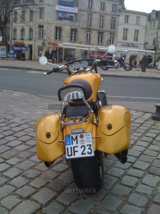 Link to Photo | cruiser, motorcycle, golden yellow, port, La Rochelle, Triumph Rocket 3, Triumph Rocket III