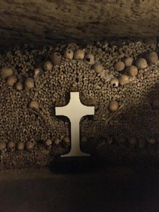 Link zum Foto | Schädel, Frankreich, Katakombe, Dunkelheit, Farbe, Knochen, Katakomben von Paris, Tod, unterirdische Struktur, Paris