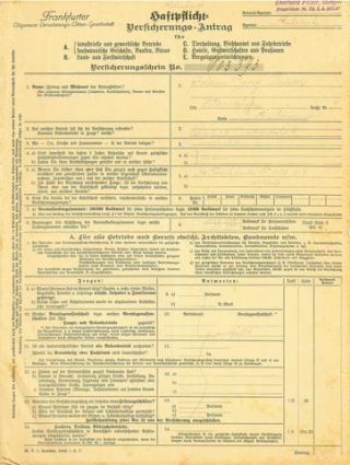 Link to Photo | Stuttgart, Johann, Eberhard, Volkratshofen, Germany, 1929, signature, Georg, Brader, Aktiengesellschaft, Versicherungsnehmer, receipt, standard form contract, Aitrach, insurance, document, Fetzer, Frankfurter Allgemeine Versicherung, 20th century, insurance policy, liability insurance