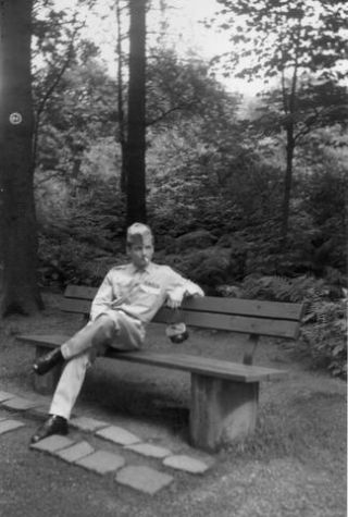 Link to Photo | military uniform, photograph, 50s, G.I., headgear, private, 1950s, military personnel, soldier, side cap, 20th century, uniform, black and white, male human, man, United States Army