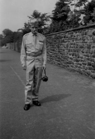 Link to Photo | military uniform, photograph, 50s, G.I., headgear, private, 1950s, military personnel, soldier, side cap, 20th century, uniform, black and white, male human, man, United States Army