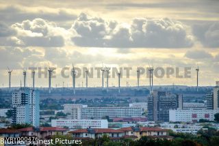 Link to Photo | Saxony-Anhalt, Halle (Saale), wide shot, panorama, cityscape, horizon, wind power, wind turbine, city, eastern Germany