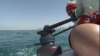 Link to Video | women's team, sailboat, regatta, sports team, 16:9, sea, pleasure craft, Full High Definition, sailing, 2007, color, Teamgeist, type of sport, team, sport, trophy, woman, human, Dubai, female, yacht racing, competition, United Arab Emirates, NTSC analog television standard