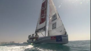 Link to Video | women's team, sailboat, regatta, sports team, 16:9, sea, Full High Definition, sailing, 2007, color, Teamgeist, type of sport, team, sport, trophy, woman, human, Dubai, female, yacht racing, United Arab Emirates, NTSC analog television standard