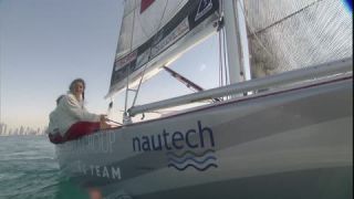 Link to Video | women's team, sailboat, regatta, sports team, 16:9, sea, Full High Definition, sailing, 2007, color, Teamgeist, type of sport, team, sport, trophy, woman, human, Dubai, female, yacht racing, United Arab Emirates, NTSC analog television standard