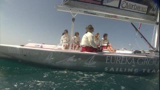 Link to Video | women's team, sailboat, regatta, sports team, 16:9, sea, Full High Definition, sailing, 2007, color, Teamgeist, type of sport, team, sport, trophy, woman, human, Dubai, female, yacht racing, United Arab Emirates, NTSC analog television standard
